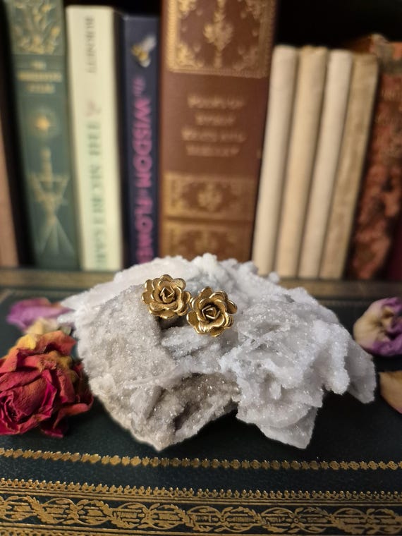 Monet Signed Rosette Earrings - image 1