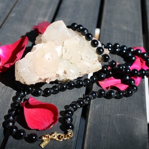 Monet Signed Onyx Hand Knotted Beaded Necklace