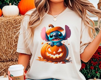Stitch Halloween Shirt, Comfort Colors Shirt, Womens Halloween Shirt, Gift For Halloween, Pumpkin Season Shirt, Magic Kingdom Shirt, Disney