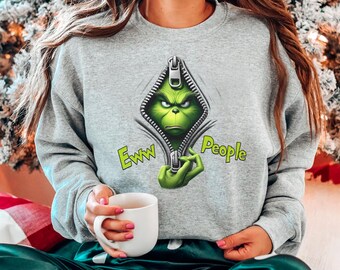 Ew People Sweatshirt, Grinch Christmas Crewneck Sweatshirt, Grinchmas Sweater, Christmas Movie Sweater, Xmas Whovillee University, Xmas Tees