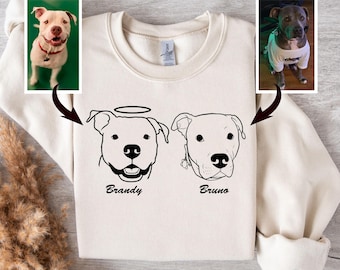 Sudadera con retrato de mascota personalizado, camisetas con la cara y el nombre de la mascota personalizados, sudadera de gato, contorno de la cara del perro o gato personalizado, regalo conmemorativo