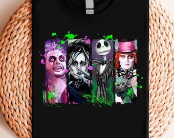 Beetlejuice Shirt, Edward Scissorhands Shirt, Jack Skellington Shirt, Mad Hatter Shirt, Halloween Shirt, Pumpkin Shirt, Alice In Wonderland