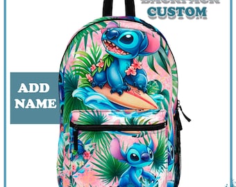 Stitch Backpack, Disney Backpack, Custom Backpack, Ohana Means Family, Funny Stitch Disney Summer, School Backpack, Aloha Hawaii, Stitch Bag