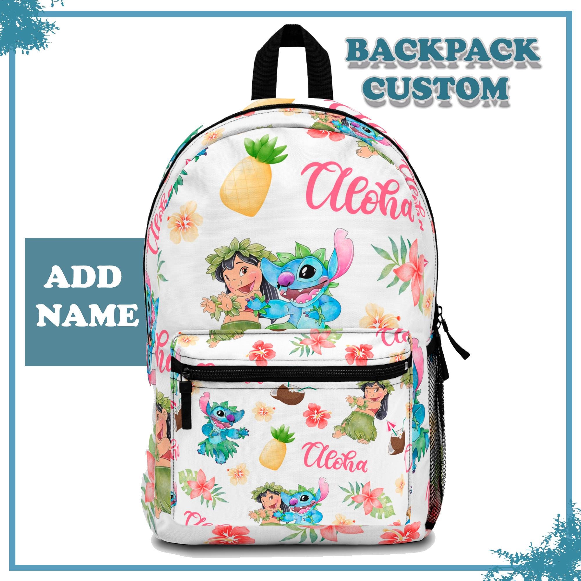 Lilo and Stitch Backpack, Disney Backpack, Custom Backpack, Ohana Means Family, Funny Stitch Disney Summer, Stitch Backpack, Aloha Hawaii