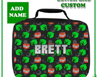 Minecraft Lunch Bag, Custom Bag, School Lunch Bag, Personalized Boys Bag, Gamer Gifts, Birthday Gift Kids, Gaming Lunch Box, School Bag