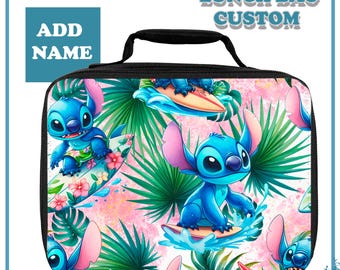 Stitch Lunch Bag, Disney Bag, Custom Lunch Bag, Ohana Means Family, Funny Stitch Bag, School Lunch Box, Aloha Hawaii, Stitch Bag, Gift Kids