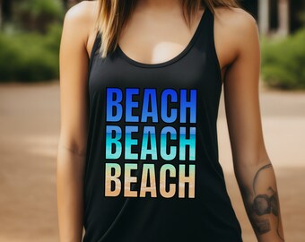 Summer Beach Vacation Vibe Tank Ocean Horizon Beach Gradient Shirt Sand and Surf Top for Coastal Vacay Tank Top for Girl Traveler Gift