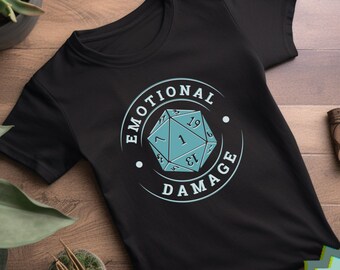 Daño emocional Critical Fail Camiseta Crit Fail DnD DM Camisa Regalo DnD Campaña Regalo para DM Camiseta Divertido RPG Regalo Mesa Top Juego de rol Fallo