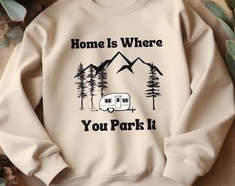 Camper Van Sweatshirt for Nature Lover Gift for RV Owner Wanderlust Shirt Van Life Cozy Camping Sweatshirt Retro Camper Van Outdoorsy Gift
