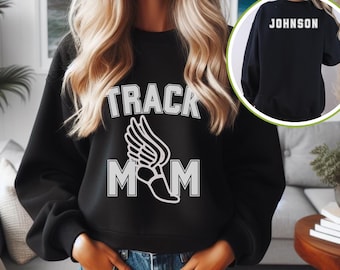 Custom Track Mom Sweatshirt Personalized Track and Field Mom Gift Classic Track Sweater for Mothers Day Gift for Runner Mama Track Athlete