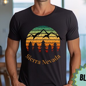 Sierra Nevada Tshirt Retro Sunset Mountain Graphic Tee Gift Camping Shirt Yosemite California Sierra Nevada Mountain Sunset Shirt for Hiker
