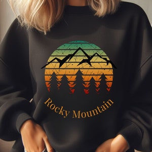 Rocky Mountain Sweatshirt Retro Sunset Mountain Sweatshirt Gift for Climber Shirt for Camping Sweatshirt Colorado Sweater for Hiker Gift