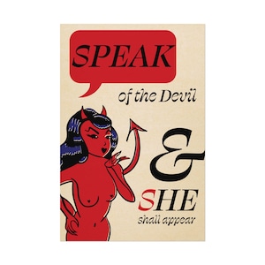Affiche d'art parle du diable de Zazzle.be Liste d'envies Vous avez des idées ? Décoration murale texturée, impression diable vintage, art mural bureau à domicile, cadeau pour elle, esthétique rétro