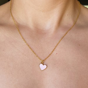 Dainty Pink Heart Necklace