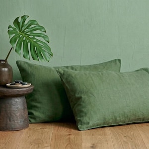 100% Linen Pillowcases (Set of 2) - Pure French Linen Pillow Case Luxuriously Soft and Breathable Pillow Cover image 4