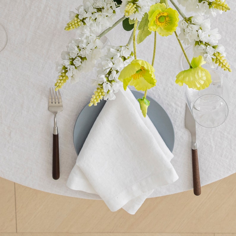 Pure French Linen Napkins (Set of 4) - 20'' x 20'' - Natural Eco-Friendly Soft Dining Napkins with Mitered Corners Perfect for All Occasions