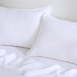 100% Linen Pillowcases (Set of 2) - Pure French Linen Pillow Case Luxuriously Soft and Breathable Pillow Cover White