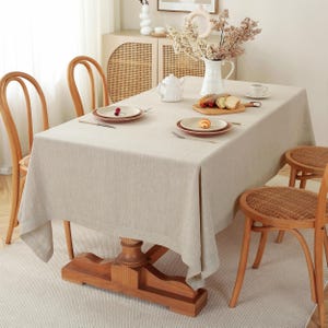 Rectangle Linen Tablecloth, Natural Eco-Friendly Table Cloth for Thanksgiving & Christmas, Rustic Wedding Table Decor, Housewarming Gift