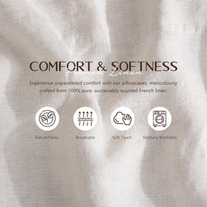 100% Linen Pillowcases (Set of 2) - Pure French Linen Pillow Case Luxuriously Soft and Breathable Pillow Cover image 3