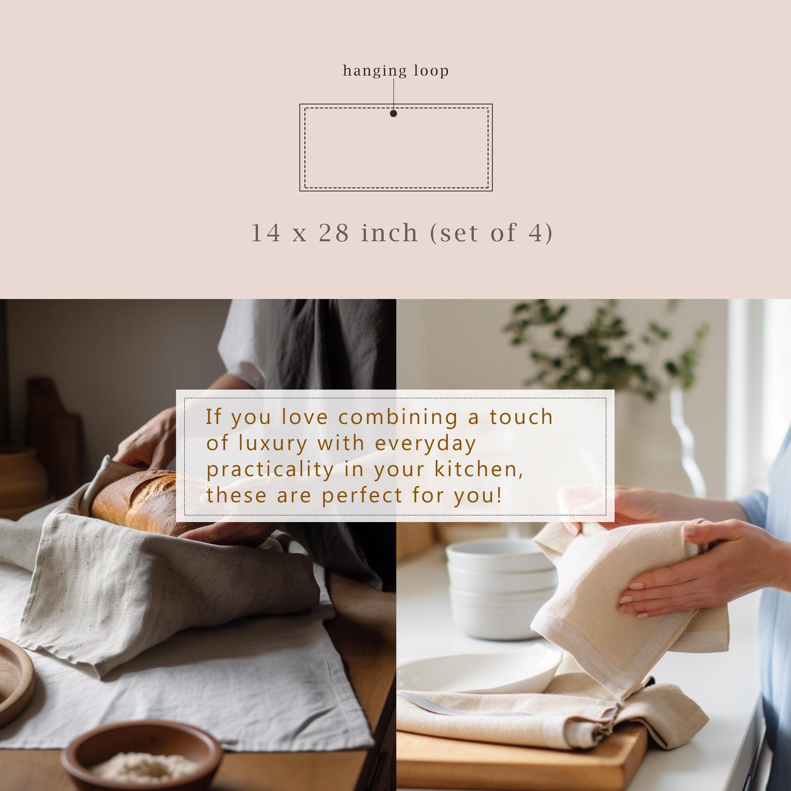 Natural Linen Kitchen Towels (Set of 4) - 100% Pure French Flax Tea Towels, 14 x 28 Inch Dish & Hand Towels for Kitchen - Yellow