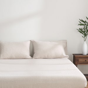 100% Pure French Linen Bedding Sheet Set (1 Fitted Sheet 2 Pillowcases) -Soft & Breathable
