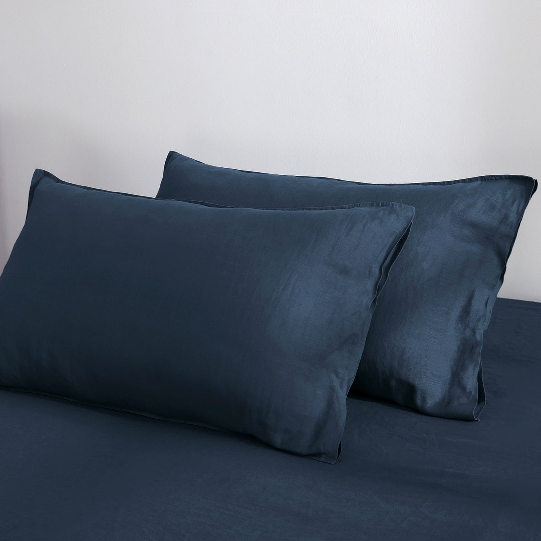 100% French Linen Pillowcase Pair- Midnight main image 1