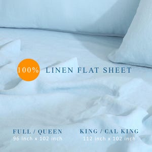 Puede incluir: Una s&aacute;bana plana de lino 100% azul claro en tama&ntilde;o full/queen, que mide 96 pulgadas por 102 pulgadas, y en tama&ntilde;o king/cal king, que mide 112 pulgadas por 102 pulgadas.