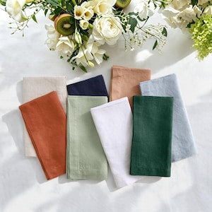 Servilletas de lino francés puro (juego de 4) - 50 x 50 cm - Servilletas de comedor suaves, naturales y ecológicas con esquinas en inglete, perfectas para cualquier ocasión.