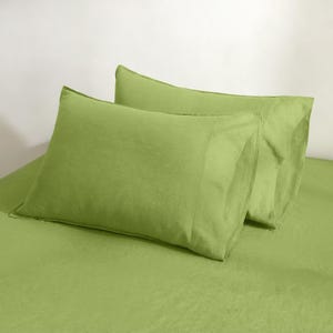 100% Linen Pillowcases (Set of 2) - Pure French Linen Pillow Case Luxuriously Soft and Breathable Pillow Cover Avocado