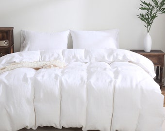 100% Pure Linen Duvet Cover Soft, Breathable & Durable with Button Closure and Corner Ties, Natural Washed French Flax