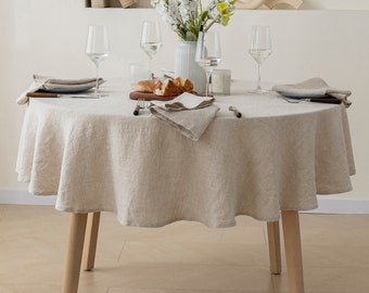 Linen Round Tablecloth (65'' DIA) - Durable, Eco-Friendly Fabric - Perfect for All Occasions