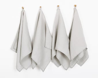 Paños de cocina de lino natural (juego de 4) - Paños de cocina de lino francés 100 % puro, 14 x 28 pulgadas, paños de cocina y de mano - Gris