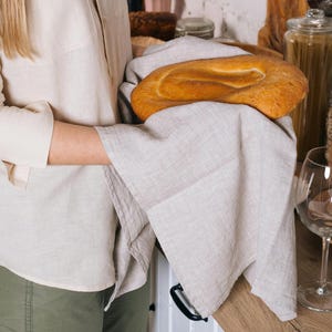 French Linen Tea Towels Set of 4 | Pure Linen Dish Towels | Stonewashed Soft Kitchen Hand Towels 14x28 Inch