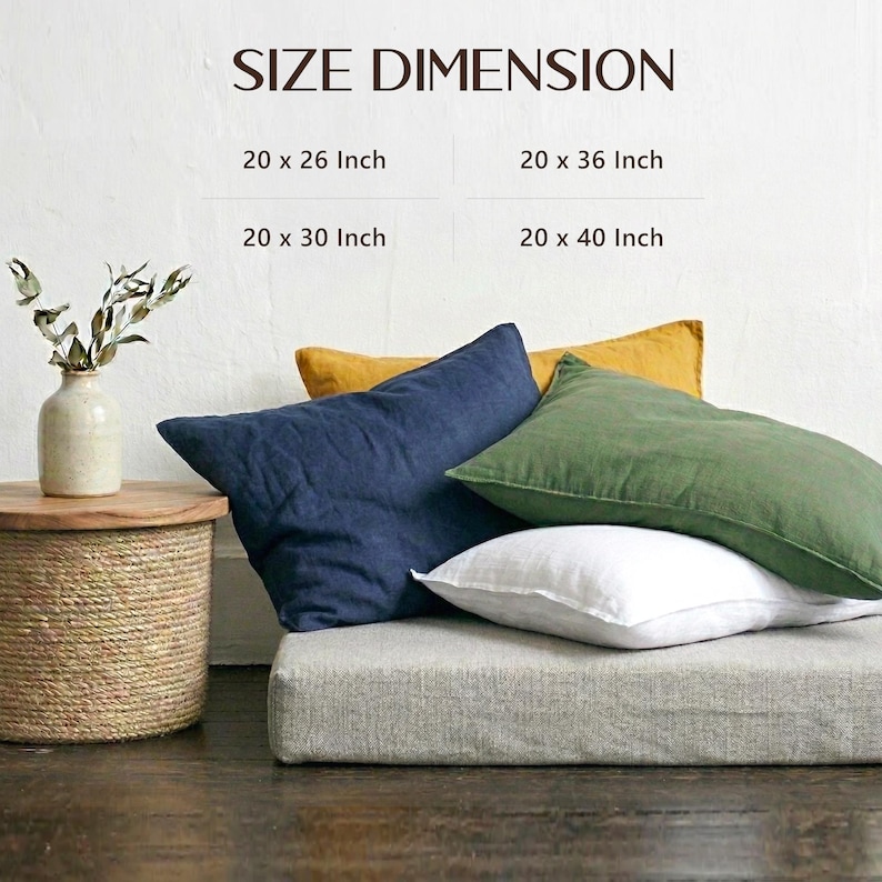 100% Linen Pillowcases (Set of 2) - Pure French Linen Pillow Case Luxuriously Soft and Breathable Pillow Cover image 2