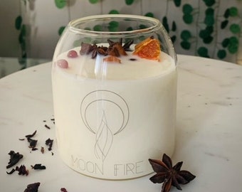 Unique Handpoured Crackling Soy Candles,  Handmade Autumn Spiced Housewarming Gift