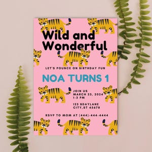 Tiger Birthday Invitation | Kids Birthday Party Invite | Jungle Safari Theme Party TMI9