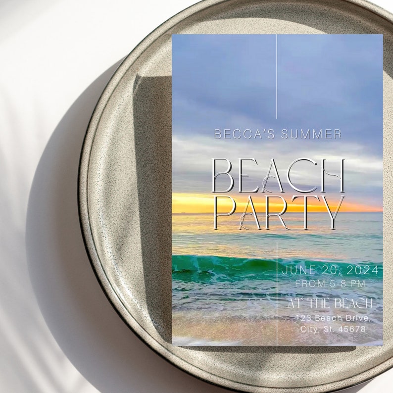 Beach Birthday Party Invitation Template | Ocean Birthday Invite ...