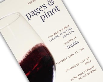Book Club Invitation Template | Pages & Pinot, Mobile Invite (Digital)