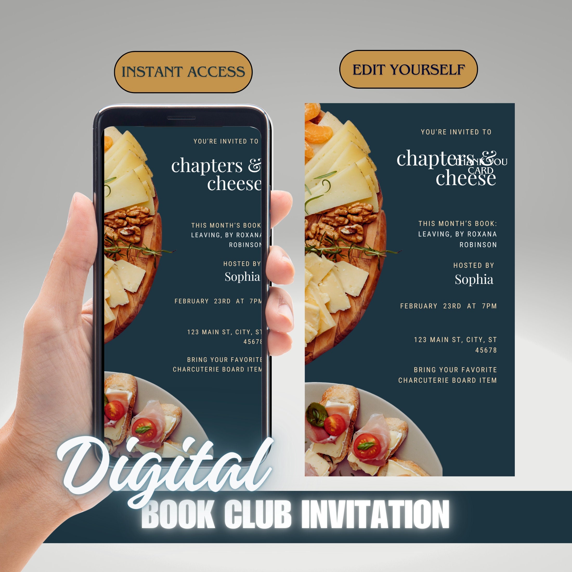 Editable BOOK CLUB Invitation Template Editable Electronic Invite for Editable BOOK CLUB Invitation Template Editable Electronic Invite for