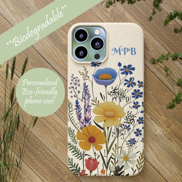 Biodegradable iPhone and Samsung Phone Cases, Eco-friendly gifts, Wildflower design phones, Botanical lover, earth conscious gift