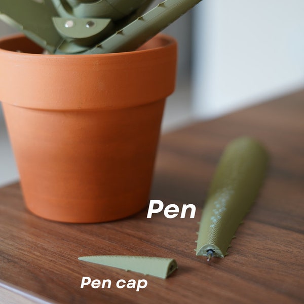 Stylo à bille d'aloe vera imprimé en 3D | Chaque tige est une fausse plante d'intérieur pour les personnes qui ne peuvent pas garder les plantes d'intérieur en vie, un porte-stylo d'écriture décoratif