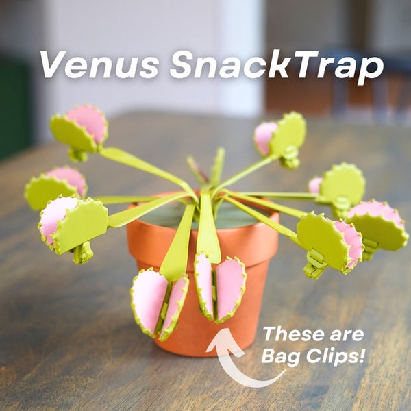 Venus Flytrap Snack Clips 3D Geprinte Plant | Elke val is een zakclip | Nep kamerplant | Uniek huisdecor