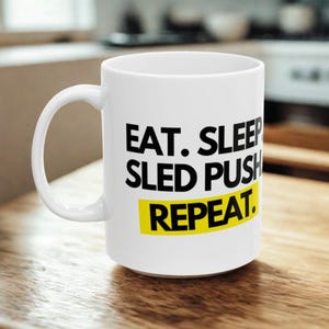 Hyrox Geschenk Sled Push Keramiktasse, Motivationskaffeetasse für Sportler, Workout-Geschenk, Fitness-Liebhaber, Fitness-Enthusiast, 11 Unze