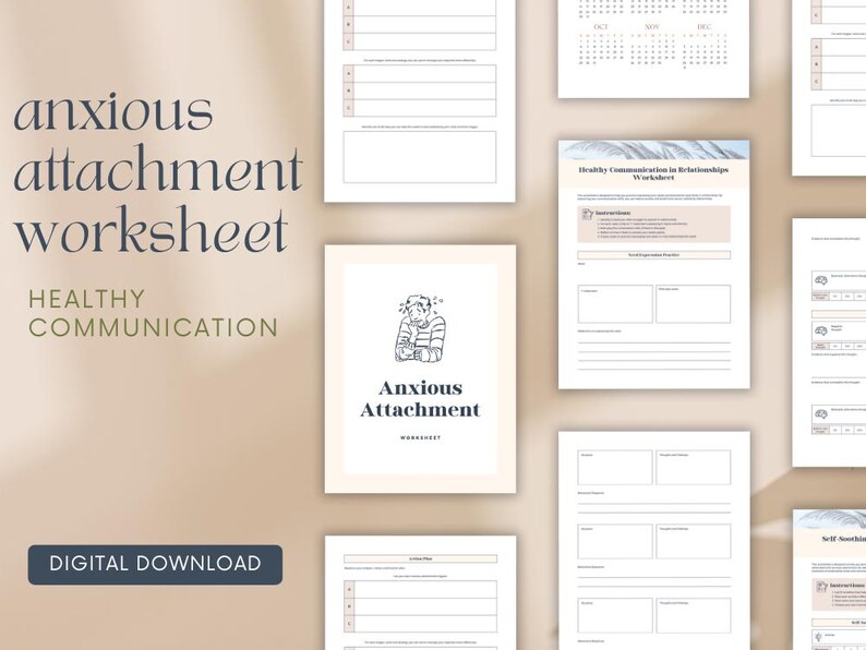 Anxious Attachment Workbook | Self-help Relationship Worksheets ...