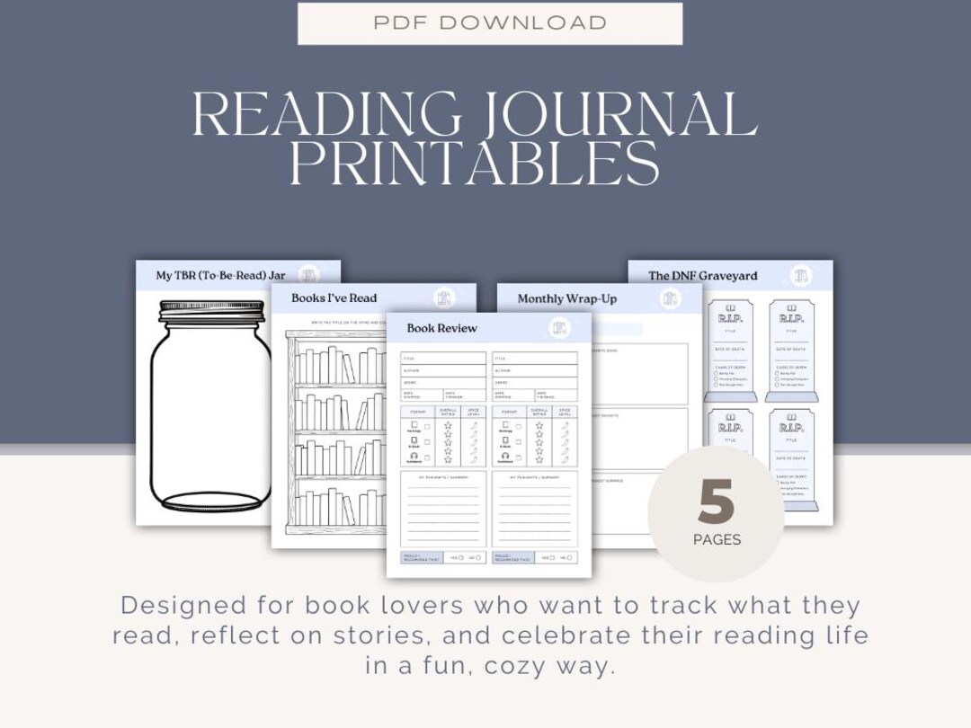 Cozy Reading Journal Printable | Book Review, TBR Tracker (PDF Format ...