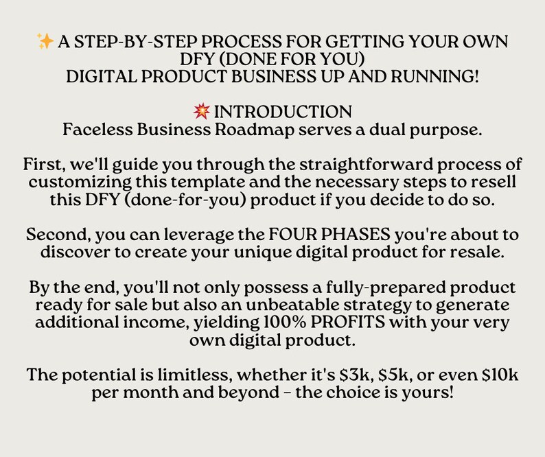Faceless Business Blueprint | DFY Digital Product Guide (PDF) - Etsy