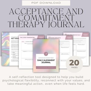 ACT Daily Alignment Journal | Acceptance & Commitment Therapy Printable | Values-Based Mental Health Journal