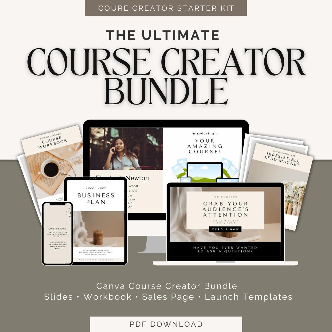 Course Creator Canva Bundle | Launch Kit + Workbook + Sales Page ...