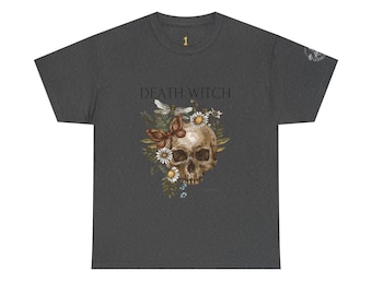 Camiseta unisex de bruja de la muerte, camiseta gótica, camiseta de naturaleza, camiseta con calaveras, ropa bohemia, camiseta de Halloween