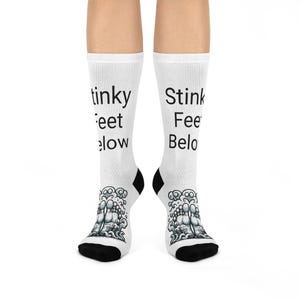 Stinky, Smelly Feet Crew Socks - Funny, Novelty Footwear, Quirky Stocking Stuffers, Comfy Funky Socks, Cool Gift Ideas, Unique Christmas